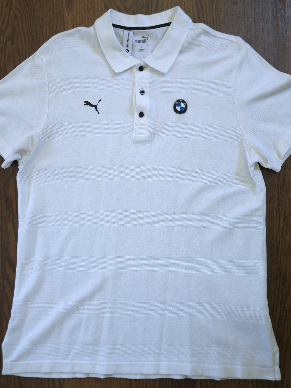 Puma x BMW Motorsport Polo Shirt Collared Short Sleeve White Regular Fit Large